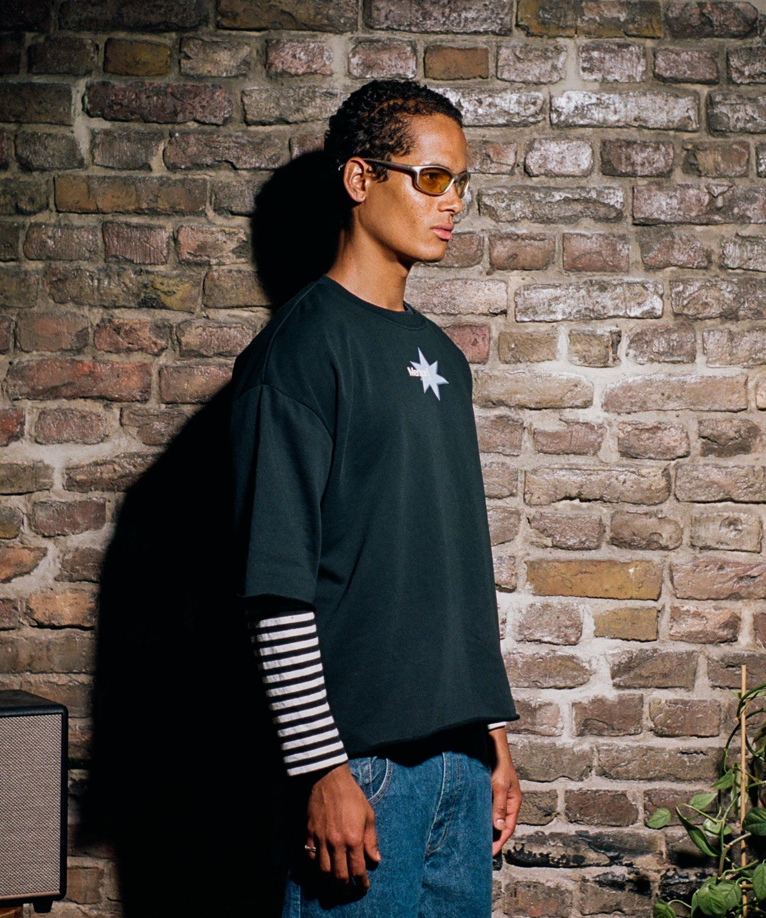 Boxy Half-Sleeve Raw-Edge T-Shirt