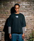 Boxy Half-Sleeve Raw-Edge T-Shirt