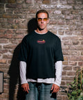 Boxy Half-Sleeve Raw-Edge T-Shirt