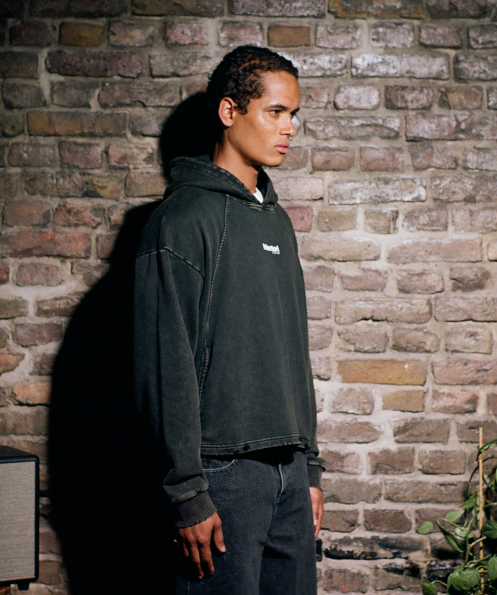 Vintage Washed Frayed-Hem Hoodie