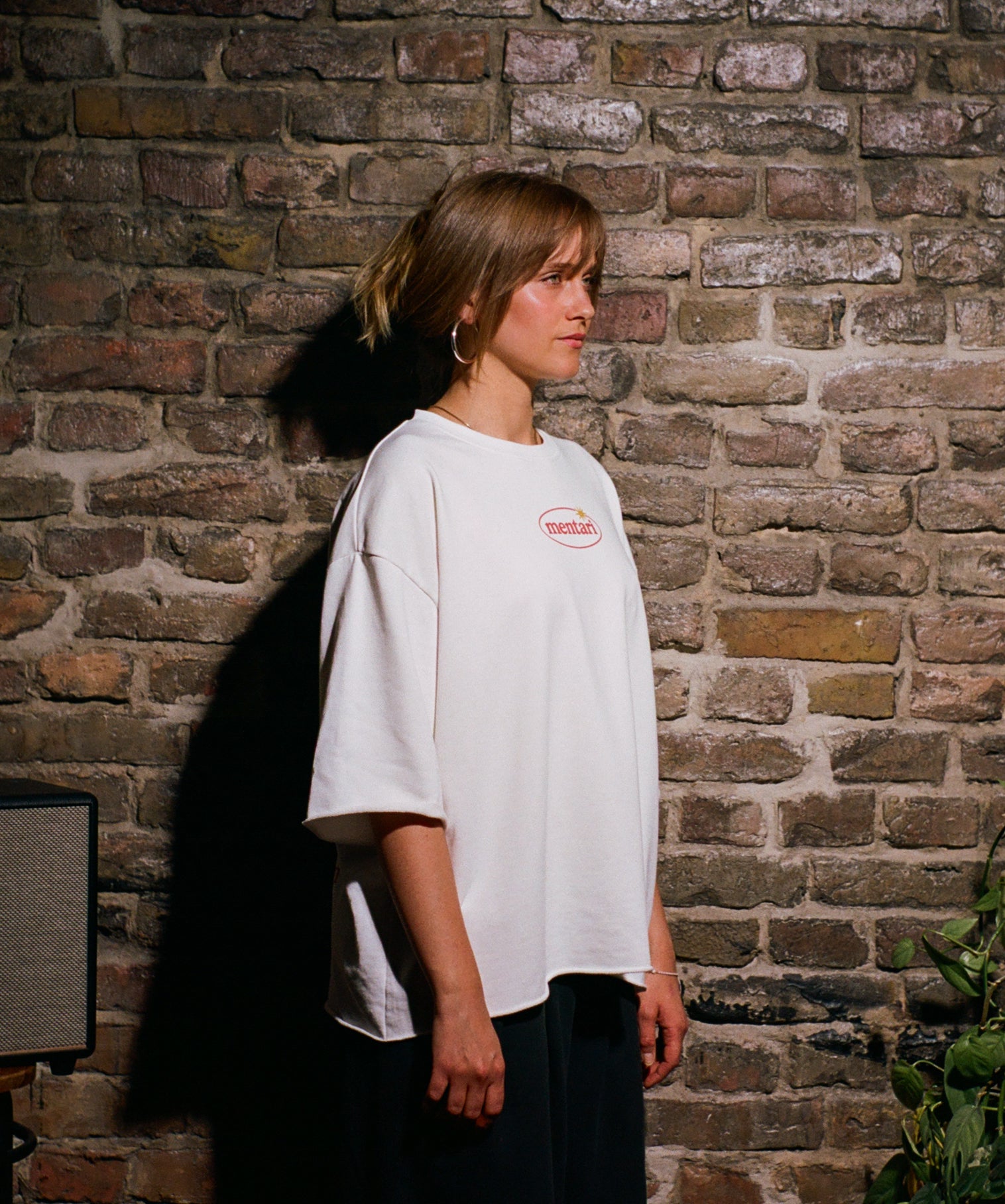 Boxy Half-Sleeve Raw-Edge T-Shirt