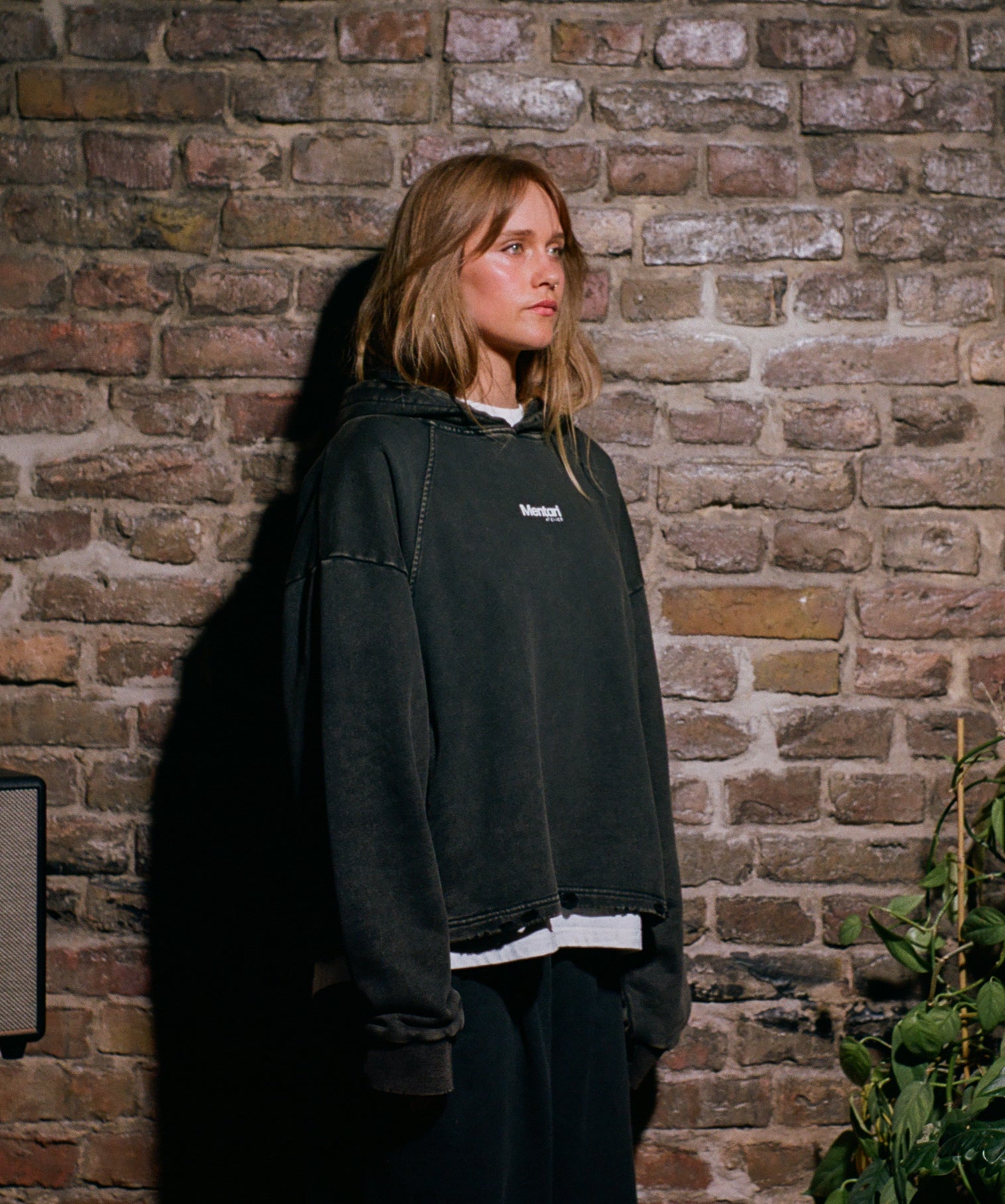 Vintage Washed Frayed-Hem Hoodie