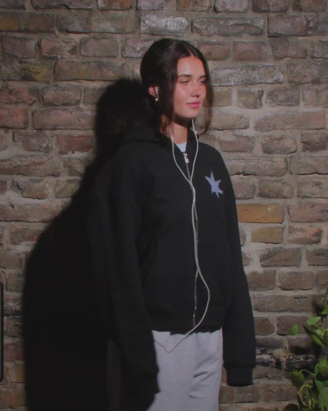Star Zip Crop Hoodie